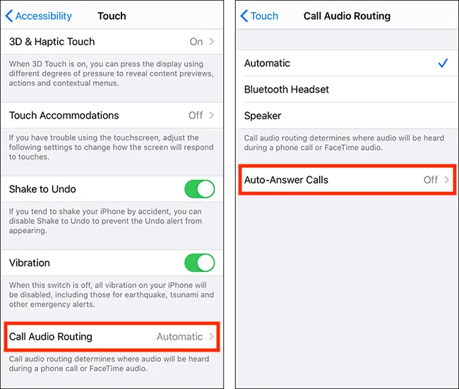 call audio routing