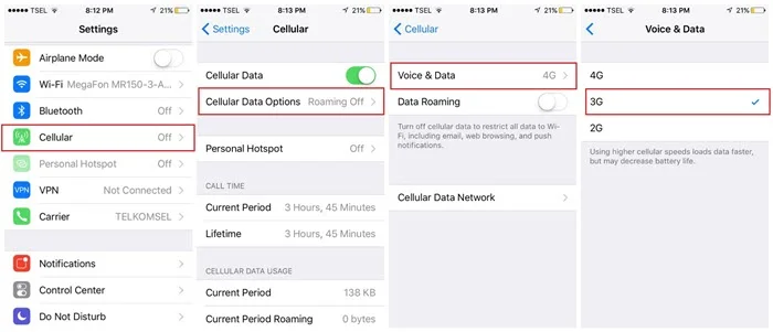 cellular data options iphone