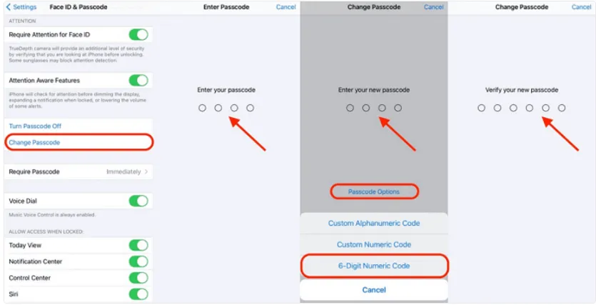 change passcode iphone
