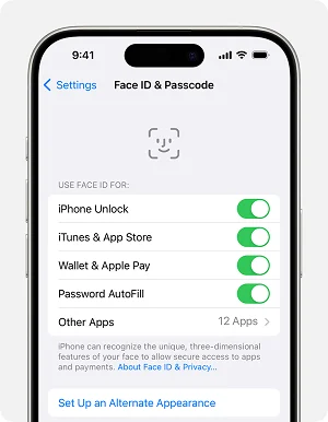 check face id settings