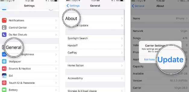 update carrier settings on iphone