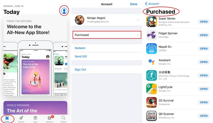 check purchased apps iphone