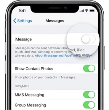 disable and enable imessages
