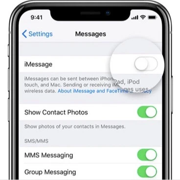 disable and enable imessage