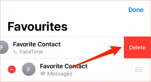 delete favorite contact iphone
