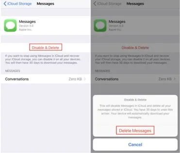 delete icloud message