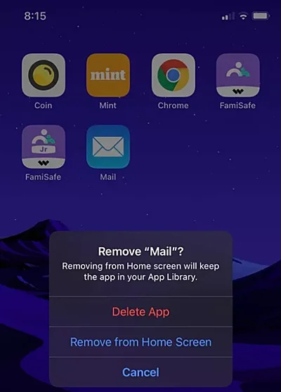 delete mail app iphone