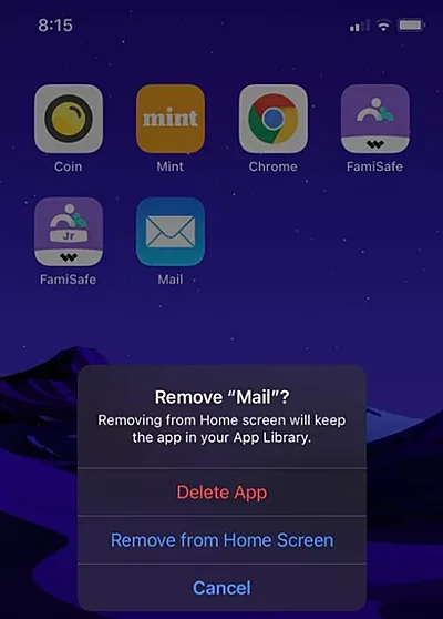 delete app on iphone