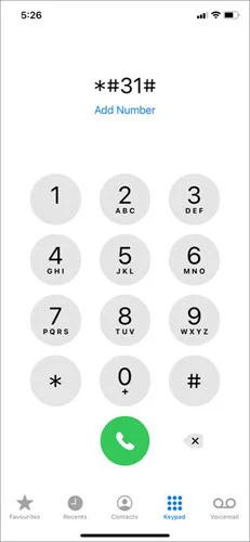 dial 31 on iphone