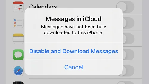 disable and download messages in icloud
