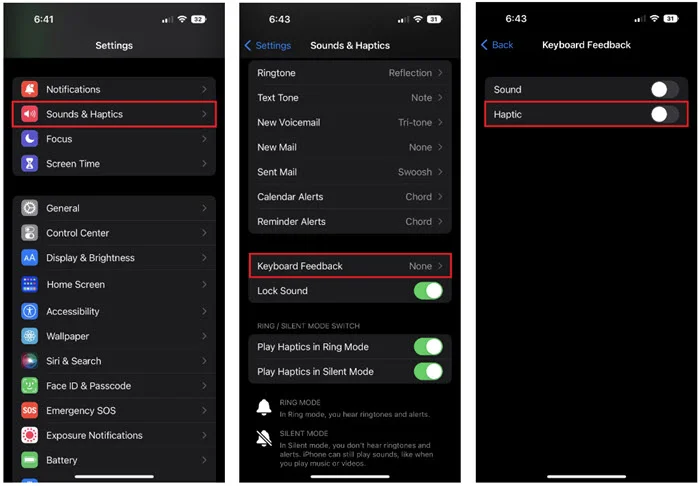 disable keyboard haptics