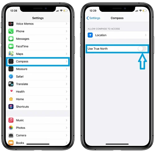 diable true north iphone compass