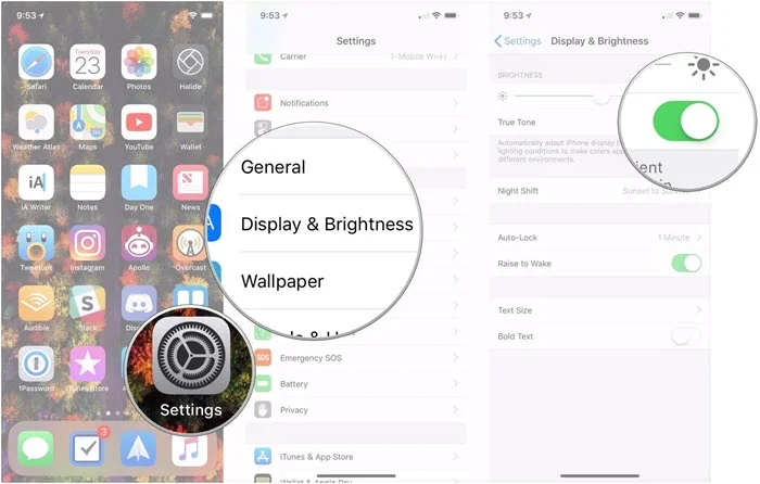 turn on true tone on iphone