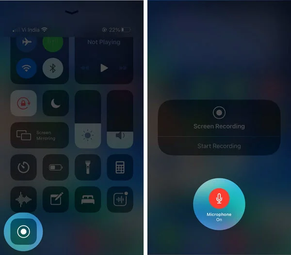 enable microphone in control center