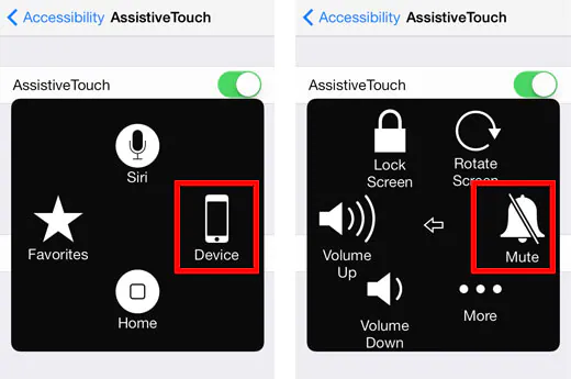 enable silent mode in assistive touch