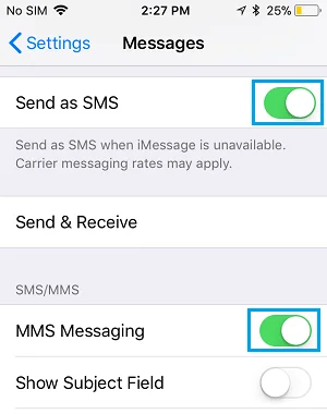 enable sms and mms messaging