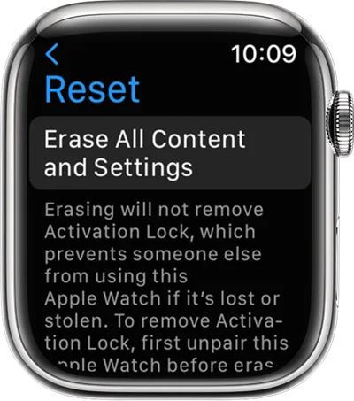 erase apple watch content
