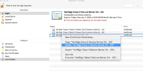 export verisign certificates