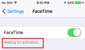 facetime waiting for activation
