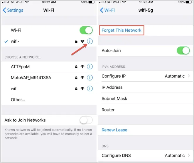 forget this wifi on iphone