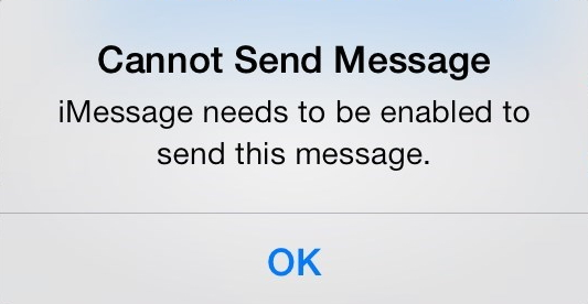 imessage needs to be enabled to send this message