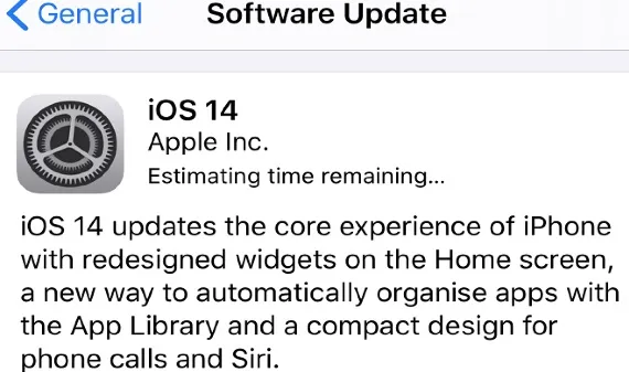 ios update stuck on estimating time remaining