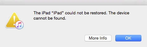 iphone cannot be restored the device cannot be found