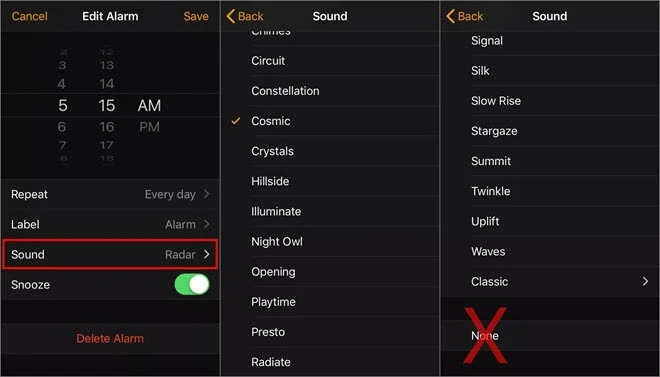 iphone change alarm sound