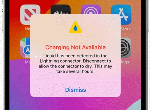 liquid detected in lightning connector