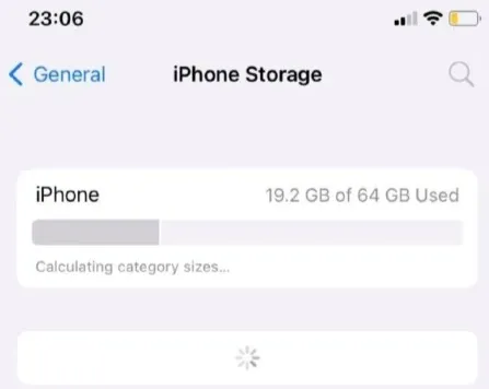 iphone storage not loading