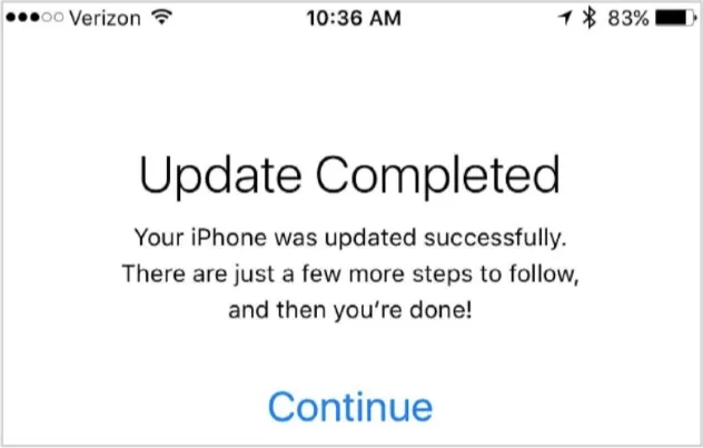 iphone stuck on update completed