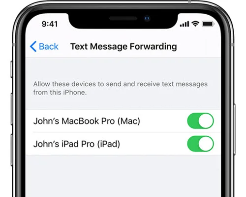 iphone text message forwarding