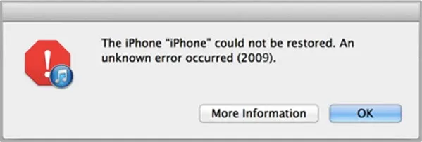 itunes error 2009