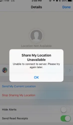 location not available imessage