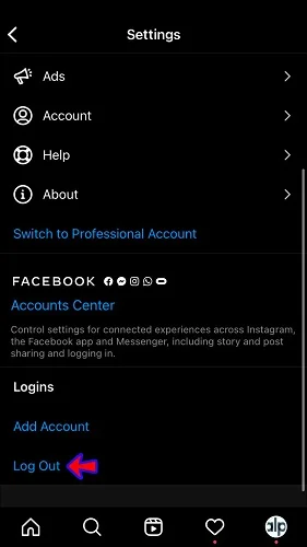 logout instagram