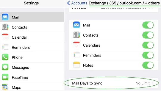 mail to sync