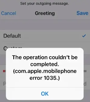 com.apple.mobilephone error 1035