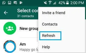 refresh whatsapp android