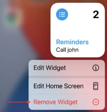 remove widget