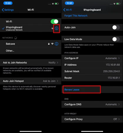 renew lease wifi network