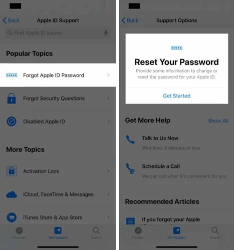 reset apple id password