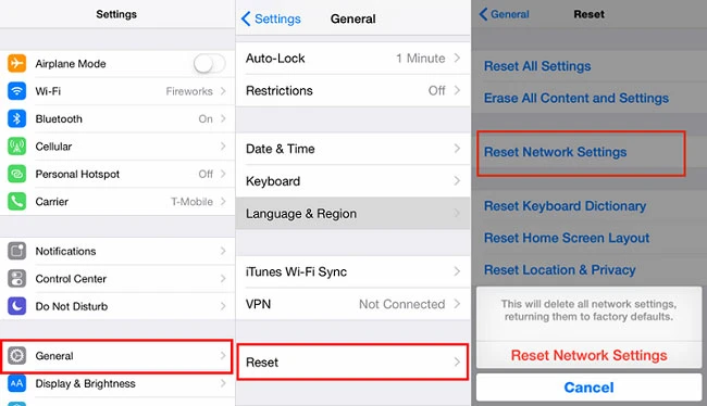  restablecer la configuración de red