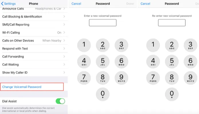 reset voicemail password