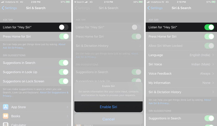 restart hey siri on iphone