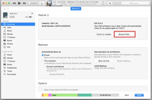 restore itunes