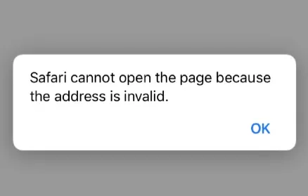 safari can't open the page because the address is invalid