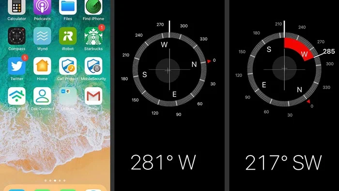 shake iphone compass