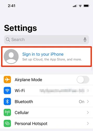 sign in to your iphone