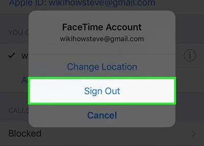 sign out of apple id in facetime