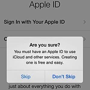 skip icloud setup